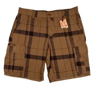 NWT Ocean Pacific(Op) Shorts Men's Cargo/Utility Shorts Cotton Plaid Brown 40